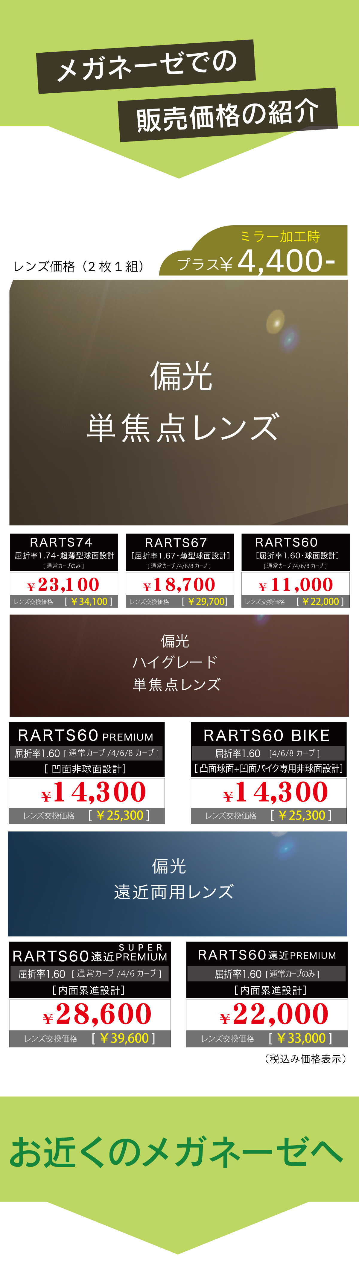 アーツrarts偏光レンズ価格