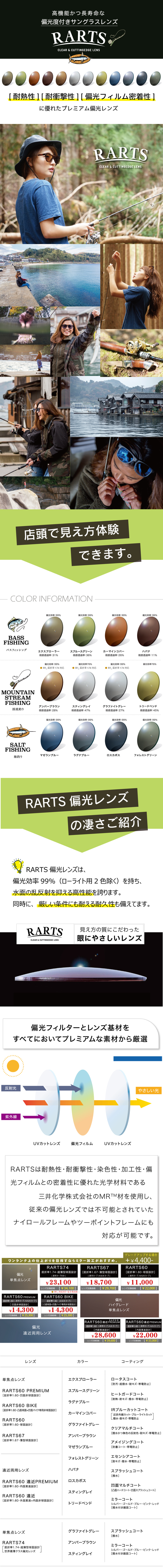 偏光サングラスのRARTS紹介ページ